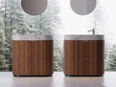 Single wooden and marble vanity unit with drawers MONO FALPER