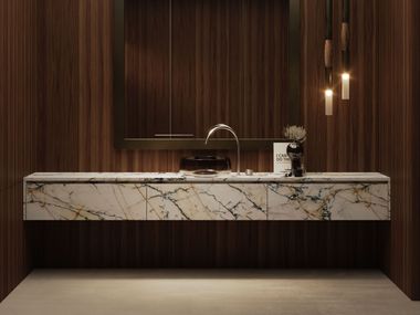 Single wall-mounted marble vanity unit with drawers VIAVENETO FALPER