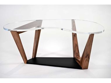 Coffee table with plexiglass top and wooden base CLEAR FEZA DSGN