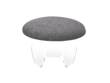 Pouf with upholstered seat and plexiglass base ROUND FEZA DSGN