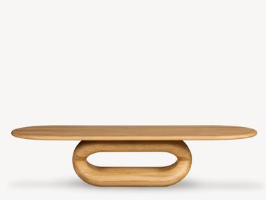 Oval low oak coffee table GUDI FÖRNİ