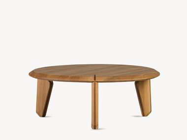 Round low oak coffee table LIKA FÖRNİ