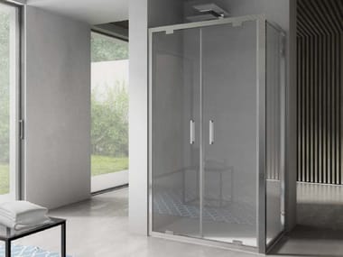 Box doccia angolare in vetro con porta a battente FREE | Angolare - Porta doppio battente