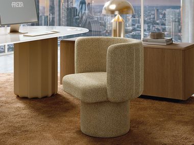 Upholstered swivel lounge tub chair SABREE FREZZA