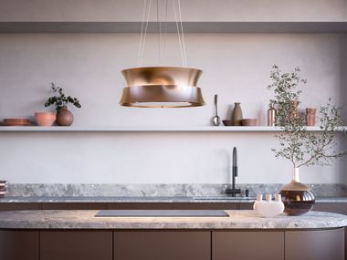 Island hood with activated carbon filters with integrated lighting DAMA Falmec