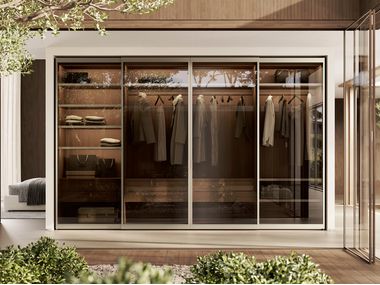Sectional glass wardrobe with sliding doors AURORA Febal Casa