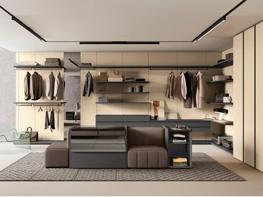 Wooden walk-in wardrobe with integrated lighting HYPE Febal Casa