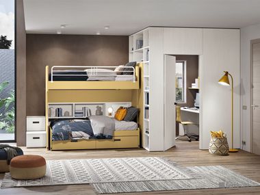 Bedroom with study room and double sliding bed COMPOSITION 105 Ferrimobili