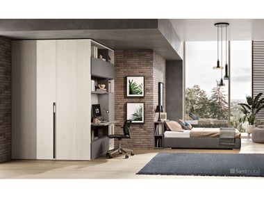 Bedroom with walk-in closet and bookcase COMPOSITION 107 Ferrimobili