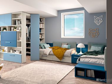 Bedroom with walk-in closet and double bed COMPOSITION 110 Ferrimobili