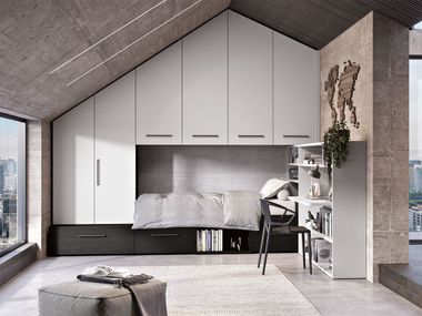 Attic bedroom set with bridge wardrobe COMPOSITION 115 Ferrimobili