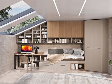 Attic bedroom with bridge and corner cabin COMPOSITION 117 Ferrimobili