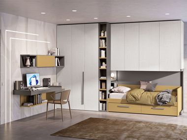 Bedroom set with bridge wardrobe and desk COMPOSITION 119 Ferrimobili