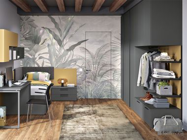 Bedroom set with bridge wardrobe and desk COMPOSITION 129 Ferrimobili