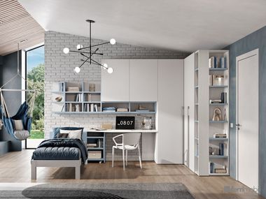 Bedroom with corner bridge and pull-out desk COMPOSITION 130 Ferrimobili
