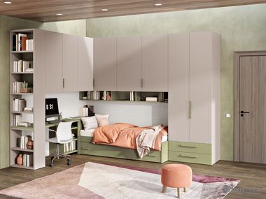 Bedroom with corner bridge and pull-out desk COMPOSITION 132 Ferrimobili