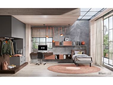 Bridge bedroom with desk and suspended bedside table COMPOSITION 133 Ferrimobili