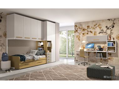 Bedroom set with bridge wardrobe and sofa-bed COMPOSITION 136 Ferrimobili