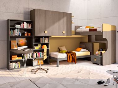 Bridge bedroom with sliding corner mezzanine COMPOSITION 143 Ferrimobili