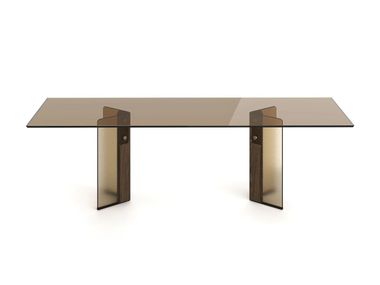 Rectangular wood and glass table TRIVIUM Fiam Italia