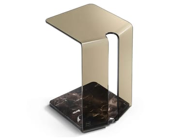 Tavolino di servizio in vetro con base in marmo YORK Fiam Italia