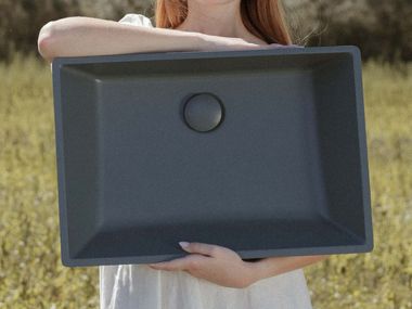 Rectangular countertop Silexpol® washbasin LOKI Fiora