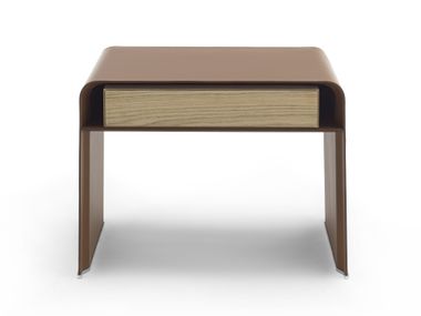Comodino rettangolare in noce e metallo CLARENCE Flexform
