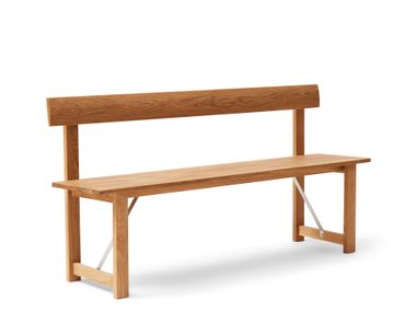 Oak bench with back POSITION Form & Refine