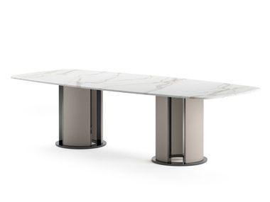 Rectangular table with marble top and metal base ATLAS Former In Italia