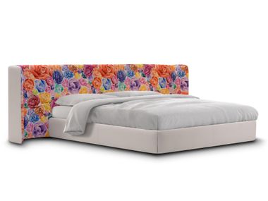 Letto matrimoniale in tessuto con testiera imbottita LEJLA LARGE