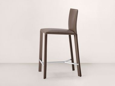 Upholstered tanned leather barstool BLYN B Frag