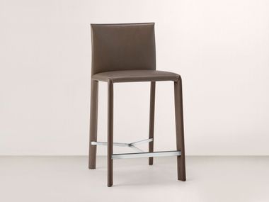 Upholstered tanned leather kitchen stool BLYN C Frag