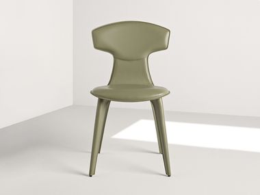 Tanned leather chair without armrests ELE Frag