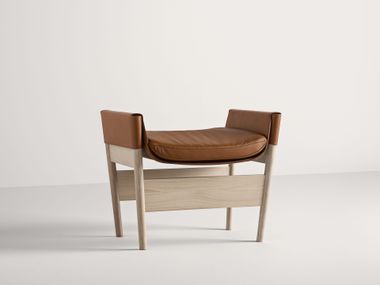 Tanned leather footstool HETA Frag