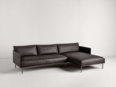 Modular leather sofa with chaise longue WILTON Frag