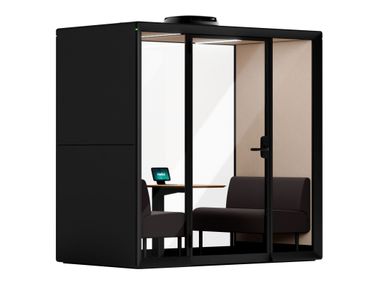 Multimedia Multi-person acoustic office pod with table FRAMERY GRADUS HUDDLE™ Framery