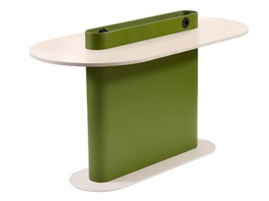 High table with upholstered base and laminate top with built-in storage NISARA GABER