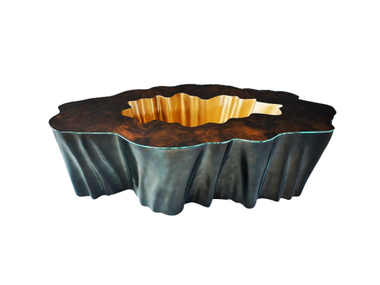Fiberglass and wooden coffee table GAIA K1081 KARPA