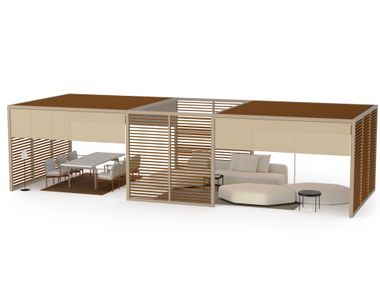 Aluminium and wood pergola FLEX GANDIABLASCO