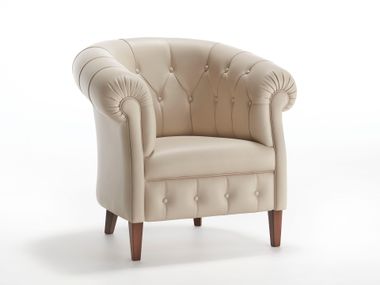 Tufted leather armchair with armrests FLÙ Giovannetti Classici
