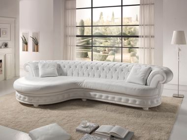Tufted leather sofa with chaise longue LUXURY Giovannetti Classici