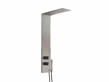 Thermostatic wall-mounted stainless steel shower panel with hand shower SAVE XS GUGLIELMI RUBINETTERIE