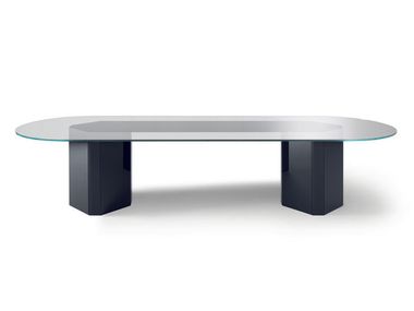 Mesa de reunião oval de madeira e vidro AKIM SYSTEM Gallotti&Radice