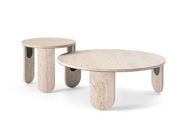 Round travertine coffee table CLEMO Gallotti&Radice