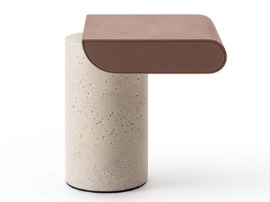 Leather and glass powder  coffee table with central base GARÇON Gallotti&Radice