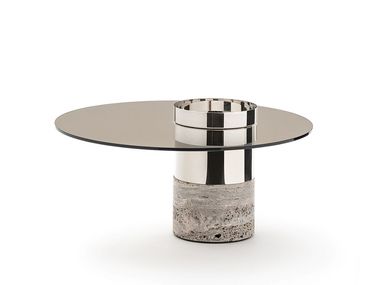 Tempered glass and brass side table HAUMEA ANNIVERSARY Gallotti&Radice