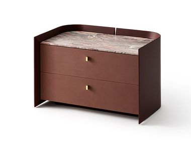 Comodino in legno e pelle con cassetti SUNSET COMODINO Gallotti&Radice
