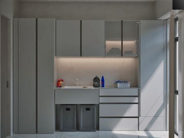 Furnishing solutions for the laundry room in modular villas FURNISHING SOLUTIONS - LAUNDRY ROOM GammaVilla