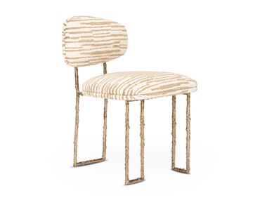 Silla de latón fundido con tapizado de jacquard de chenilla IVY Ginger & Jagger