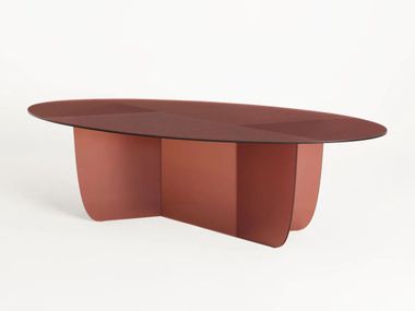 Mesa ovalada de cristal AKUR Glas Italia
